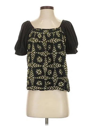 Pre-owned Maeve By Anthropologie Short Sleeve Blouse In Black