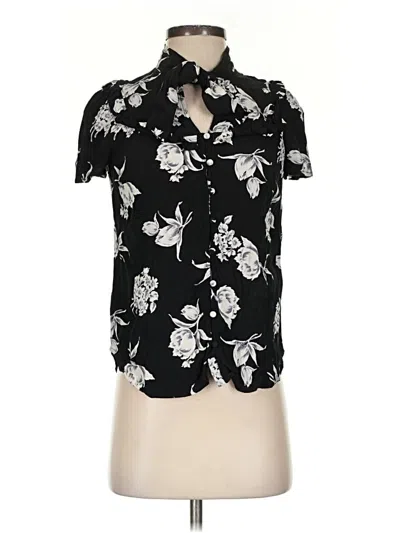 Pre-owned Maeve By Anthropologie Short Sleeve Blouse In Black