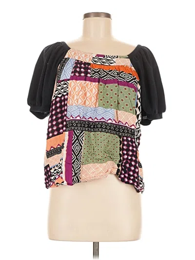 Pre-owned Maeve By Anthropologie Short Sleeve Blouse In Black