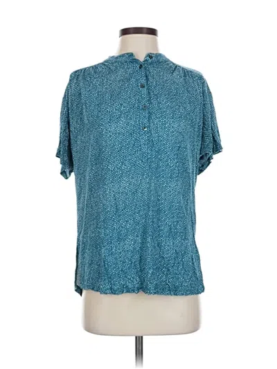 Pre-owned Maeve By Anthropologie Short Sleeve Blouse In Blue