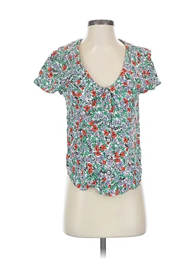 Pre-owned Maeve By Anthropologie Short Sleeve Blouse In Blue
