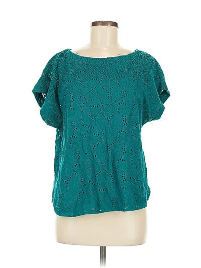 Pre-owned Maeve By Anthropologie Short Sleeve Blouse In Blue