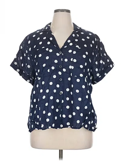 Pre-owned Maeve By Anthropologie Short Sleeve Blouse In Blue