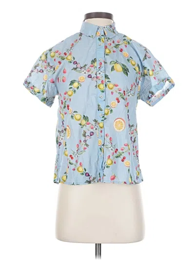 Pre-owned Maeve By Anthropologie Short Sleeve Blouse In Blue