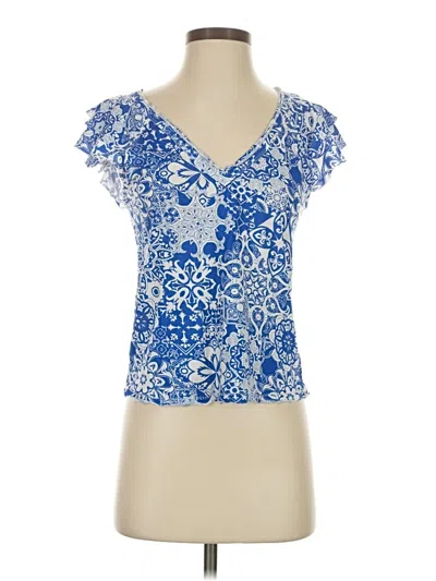 Pre-owned Maeve By Anthropologie Short Sleeve Blouse In Blue