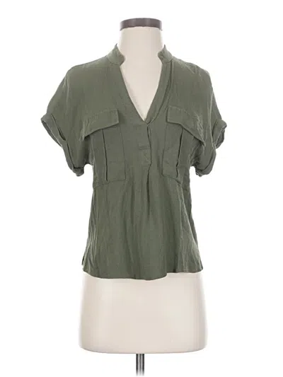 Pre-owned Maeve By Anthropologie Short Sleeve Blouse In Green