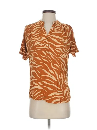 Pre-owned Maeve By Anthropologie Short Sleeve Blouse In Orange