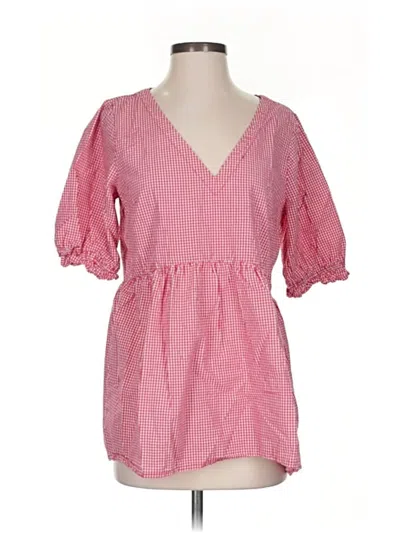 Pre-owned Maeve By Anthropologie Short Sleeve Blouse In Pink