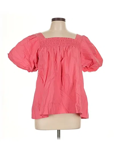 Pre-owned Maeve By Anthropologie Short Sleeve Blouse In Pink
