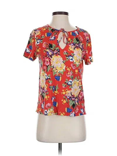 Pre-owned Maeve By Anthropologie Short Sleeve Blouse In Red