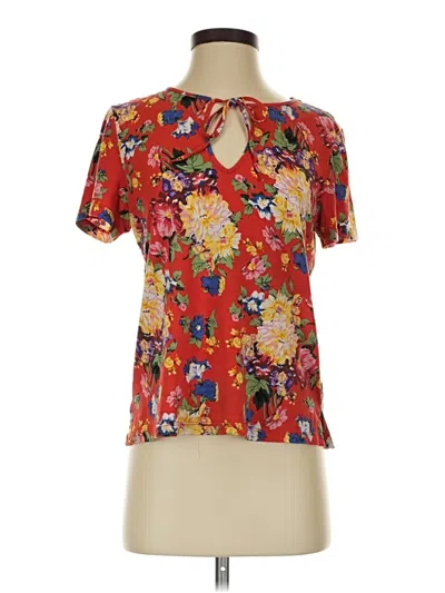 Pre-owned Maeve By Anthropologie Short Sleeve Blouse In Red
