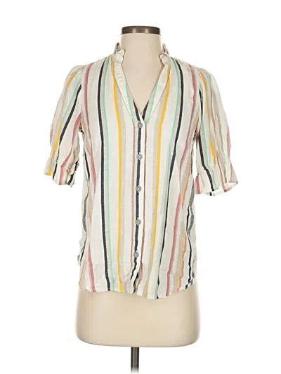 Pre-owned Maeve By Anthropologie Short Sleeve Blouse In White