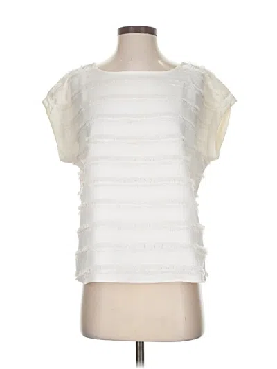 Pre-owned Maeve By Anthropologie Short Sleeve Blouse In White