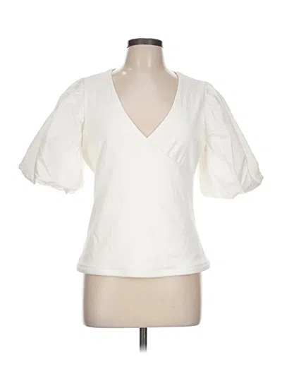 Pre-owned Maeve By Anthropologie Short Sleeve Blouse In White