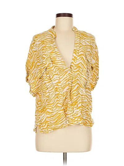 Pre-owned Maeve By Anthropologie Short Sleeve Blouse In Yellow