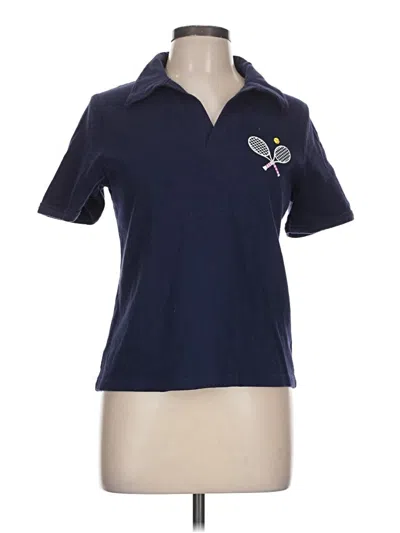 Pre-owned Maeve By Anthropologie Short Sleeve Polo In Blue