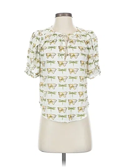 Pre-owned Maeve By Anthropologie Short Sleeve T-shirt In White