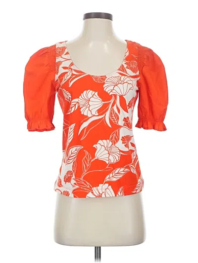 Maeve By Anthropologie Short Sleeve Top Orange Sweetheart Neckline Tops