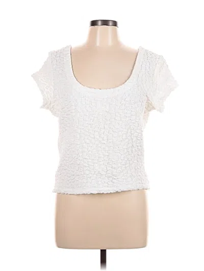 Pre-owned Maeve By Anthropologie Short Sleeve Top White Scoop Neck Tops