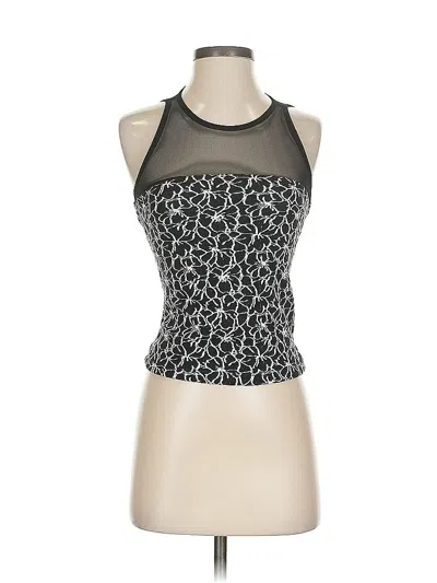 Pre-owned Maeve By Anthropologie Sleeveless Top Silver Floral Pattern Halter Neckline Tops