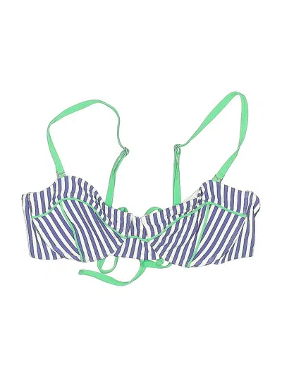 Pre-owned Maeve By Anthropologie Swimsuit Top Green Stripes Pattern Swimwear
