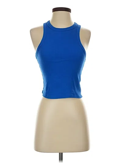 Pre-owned Maeve By Anthropologie Tank Top Blue Halter Neckline Tops