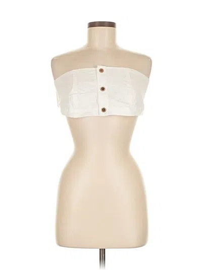 Pre-owned Maeve By Anthropologie Tube Top Ivory Strapless Neckline Tops In White