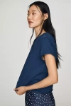 Maeve Caitlin Cotton Boxy Tee In Blue