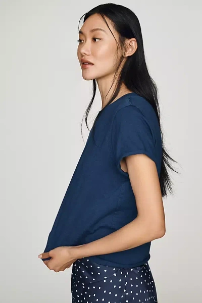 Maeve Caitlin Cotton Boxy Tee In Blue