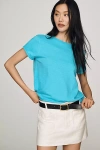 Maeve Caitlin Cotton Boxy Tee In Blue