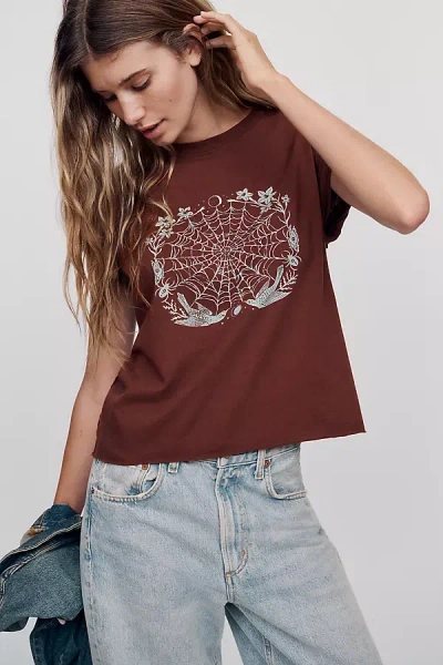Maeve Caitlin Cotton Boxy Tee In Brown