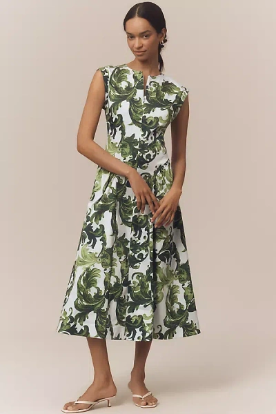 Maeve Cap-sleeve Drop-waist Midi Dress