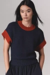 Maeve Cap Sleeve Graphic Sweater Vest In Blue