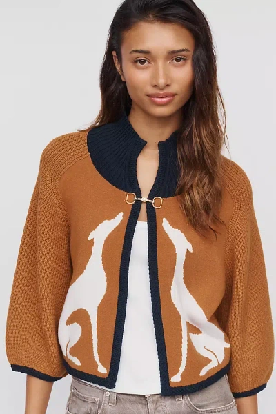 Maeve Cape Cardigan Sweater In Brown