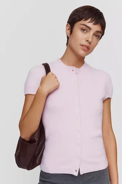 Maeve Cap-sleeve Wool-blend Cardigan In Pink