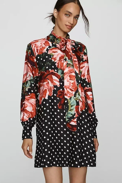 Maeve Caroline Tie-neck Mini Dress By  In Black