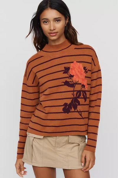 Maeve Carys Mock Neck Sweater In Brown