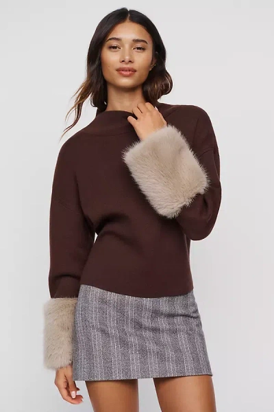 Maeve Carys Mock Neck Sweater In Brown