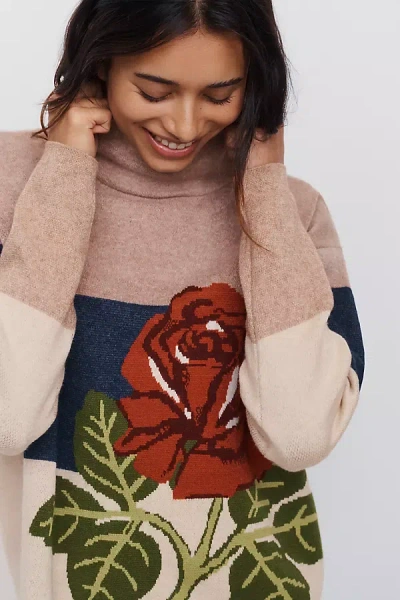 Maeve Carys Mock Neck Sweater In Brown