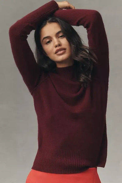 Maeve Cashmere Mock-neck Sweater In Burgundy