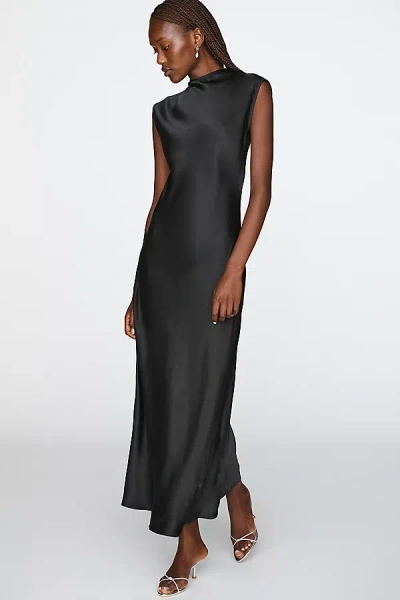 Maeve Charlette Mock-neck Midi Slip Dress In Black