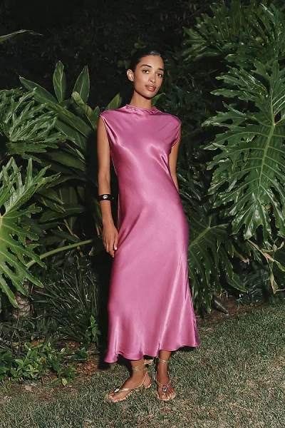 Maeve Charlette Mock-neck Midi Slip Dress In Pink