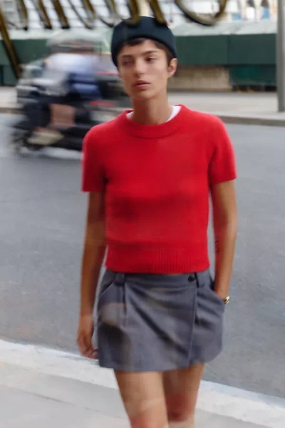 Maeve Chopped Trousers Mini Skort In Gray
