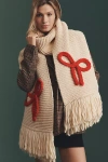Maeve Chunky Knit Bow Scarf In Neutral