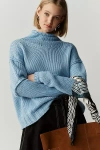 Maeve Chunky Wool Blend Turtleneck Sweater In Blue