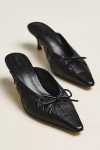 Maeve Cinched Bow Kitten Heel Mules In Black