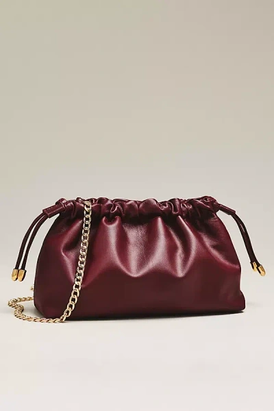 Maeve Cinched Leather Clutch In Purple