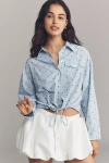 Maeve Cinched-waist Buttondown Shirt In Blue