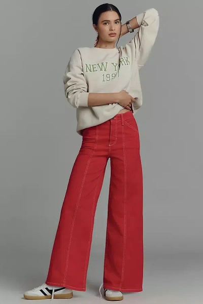 Maeve Clean-seamed High-rise Wide-leg Jeans In Pink