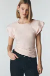 Maeve Cloud Flutter-sleeve Tee In Pink